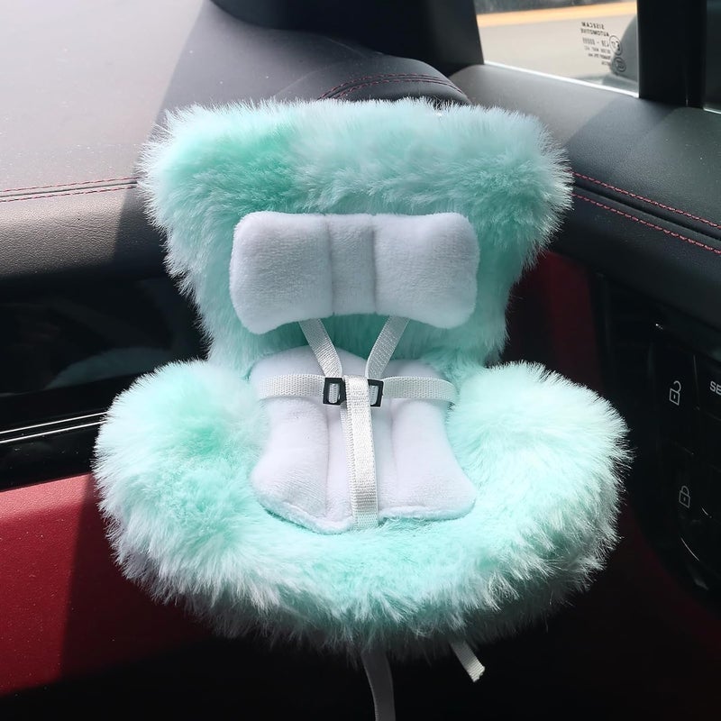 Walant Doll Car Seat Compatible with Labubu, Chair for 10-17cm Dolls - Adjustable Safety Strap, Air Vent Clip & Desktop Stand, Soft Cushion, Cute Car Ornament Gift for Collectors & Fans (Mint Green Ombre) - Image 1